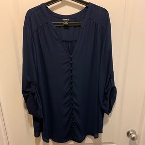 Torrid long sleeve chiffon shirt Navy